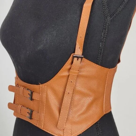 Palomino Brown Suspender PU Leather Harness Belt main image 5
